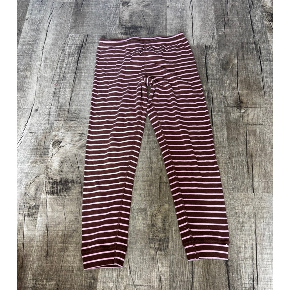 Hanna Andersson Kids Striped Long John Pajama Bottoms Brown Pink Organic Cotton